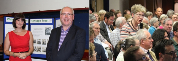 The two speakers (left) and questions from the audience (right)