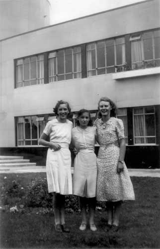 Outside Barcley Corsets - Joan, Pat & Mary