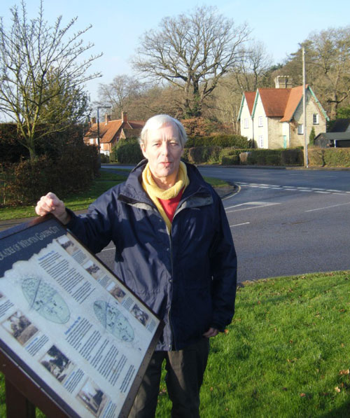 Tony Skottowe with Handside interpretation board